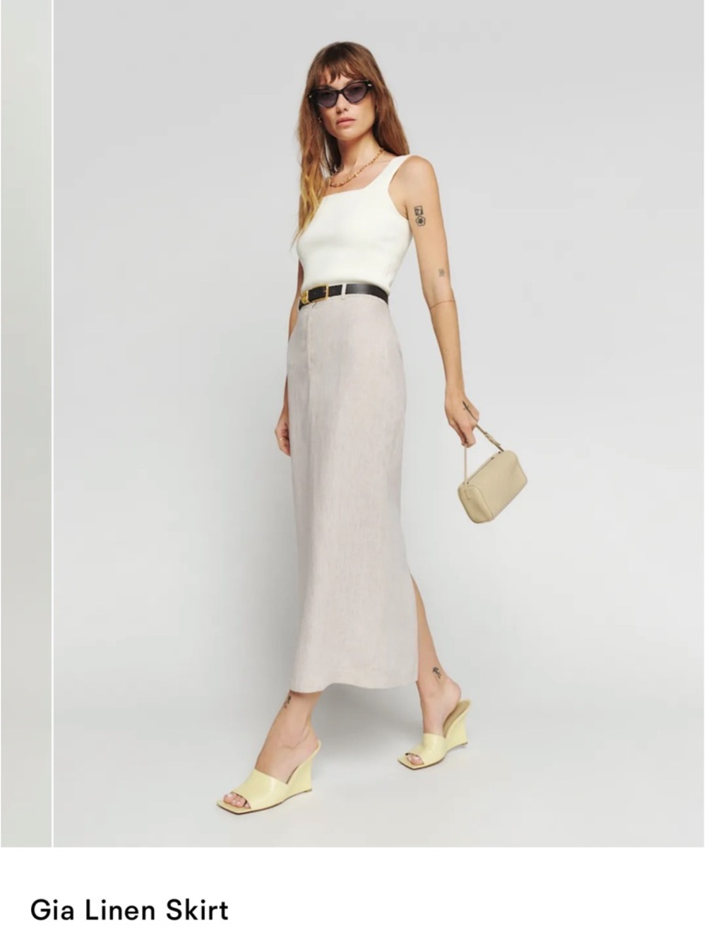 Reformation Gia Linen Cream Maxi Skirt